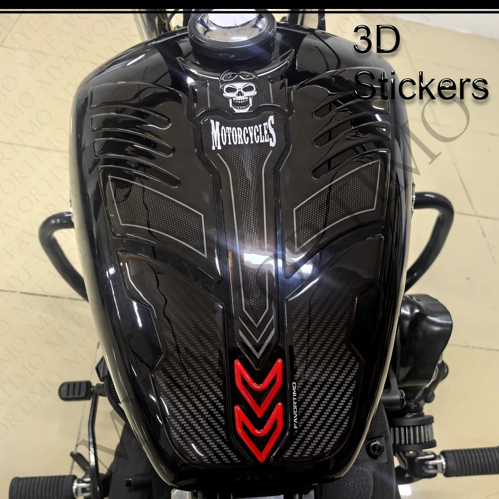 For Street Bob 107 114 117 Motorcycle Tank Pad TankPad Cap Grips Gas Fuel Knee 3D Stickers Decals Protector