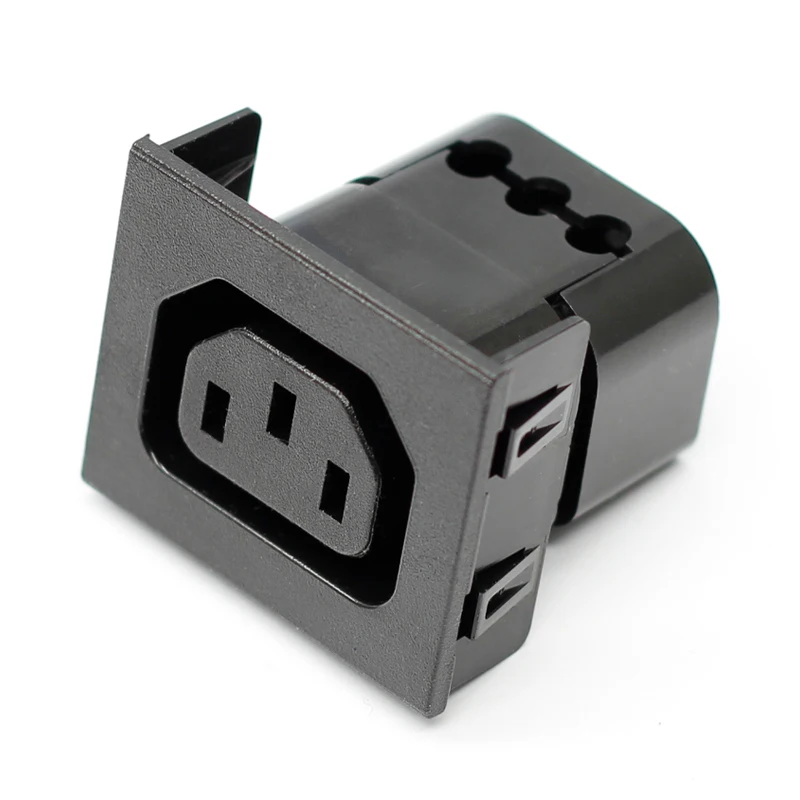 Pierce type 15A 10A IEC 320 C13 panel mount female connector locking Snap in power socket for PDU