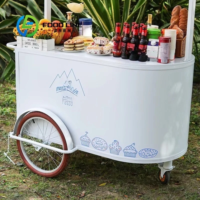 

Customized New Design Hand Push Coffee Tricycle Mobile Barista Bike Cart Outdoor Commercial Vending Cart