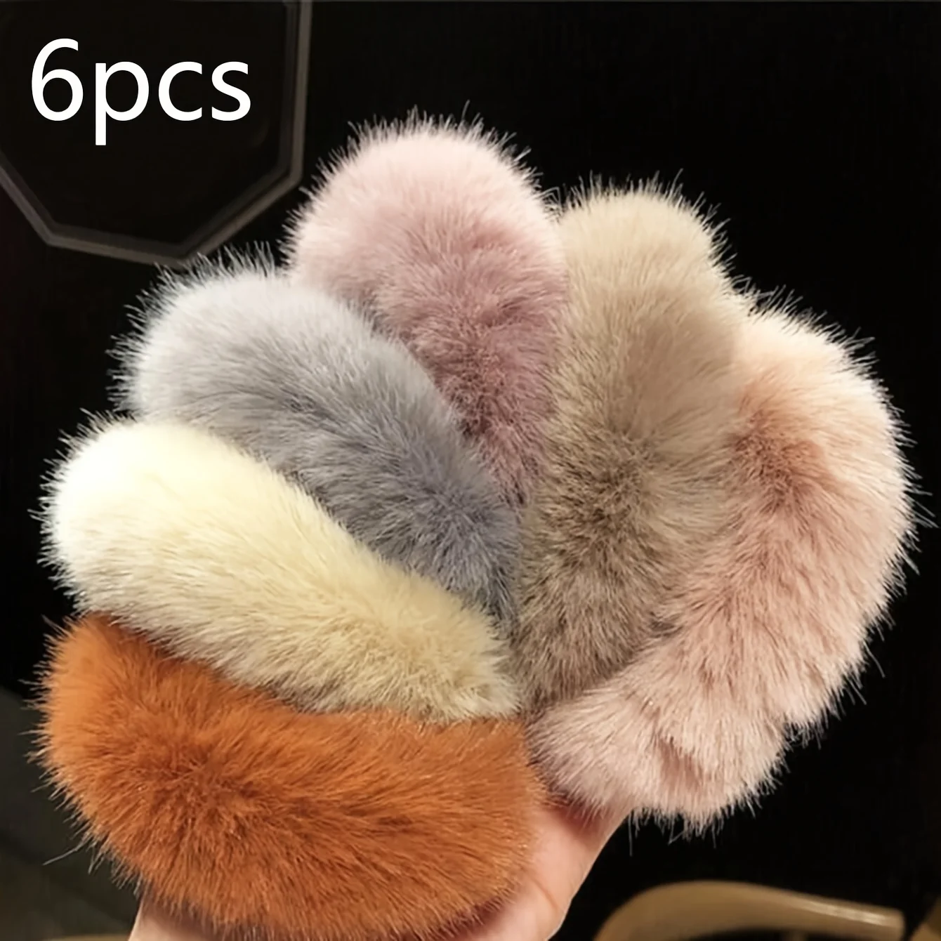 Winter Clothing Girls - 단색 플러시 헤어 타이 6개 세트,