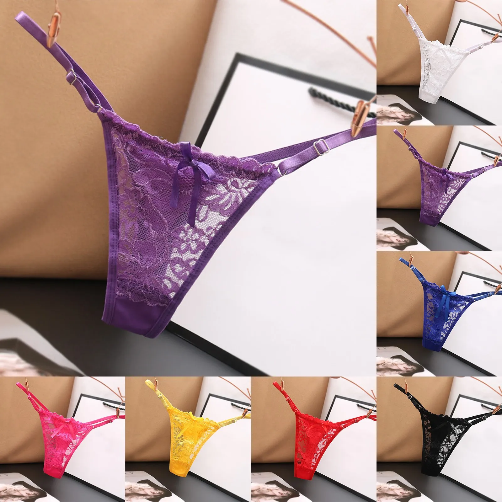 Embroidery Women’S Briefs Panties Stretch Thin Strap G-String Hollow Out Sexy Lingerie V Shaped Micro Thong Tangas Sexy De Mujer