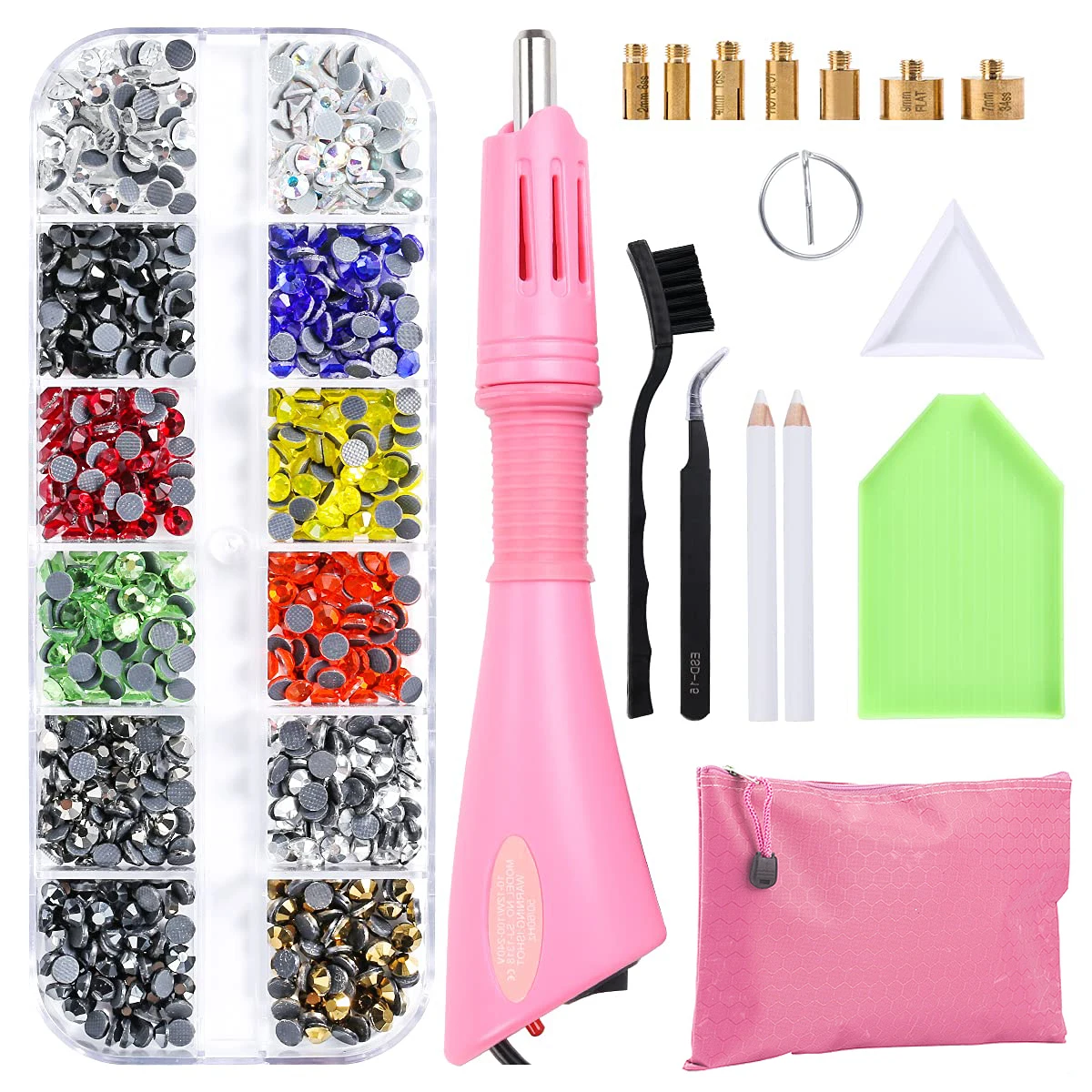 New 2000Pcs/Box Hot Fix Rhinestones Set /Hot Fix Rhinestones Hotfix Applicator Crystal Glass/Hot Fix Rhinestone for Clothing DIY