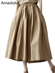 Max LuLu Japan Stil Sommer Streetwear Fashion Frauen Khaki A-linie Röcke Damen Elastische Beiläufige Lange Rock Mädchen Vintage Kleidung
