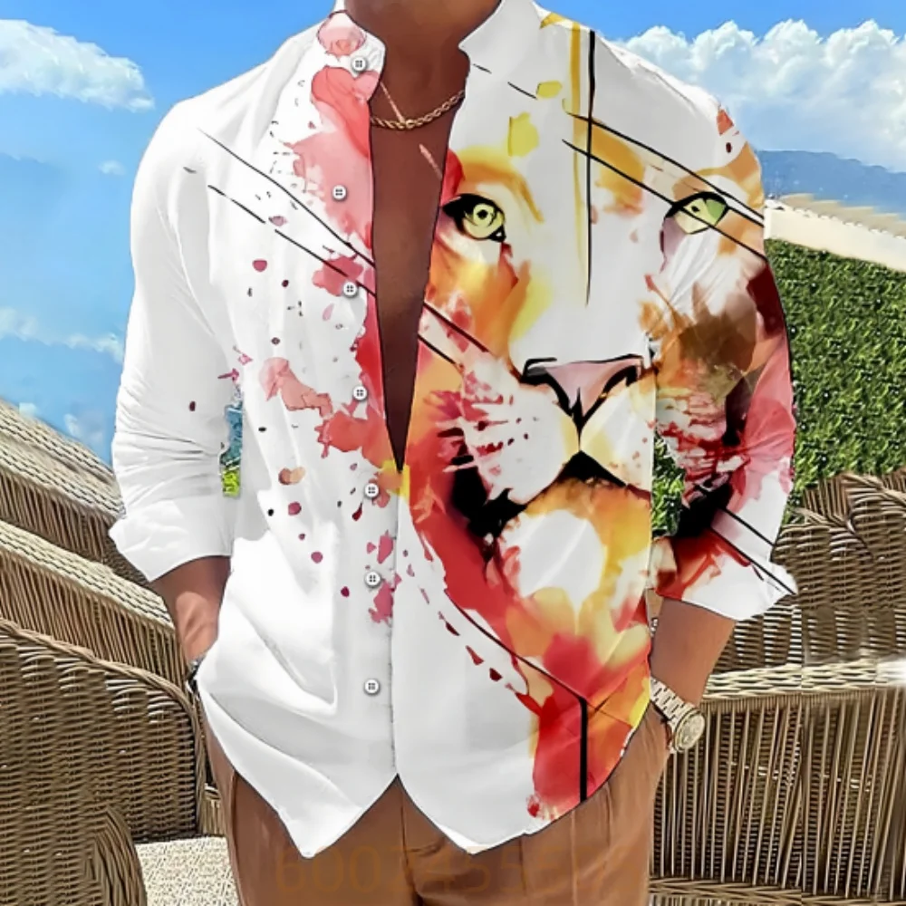 

Mens Floral Print Long Sleeved Shirt Fashionable Casual Social Party Lapel Button Up Shirt Comfortable Plus Size Roupa Masculina