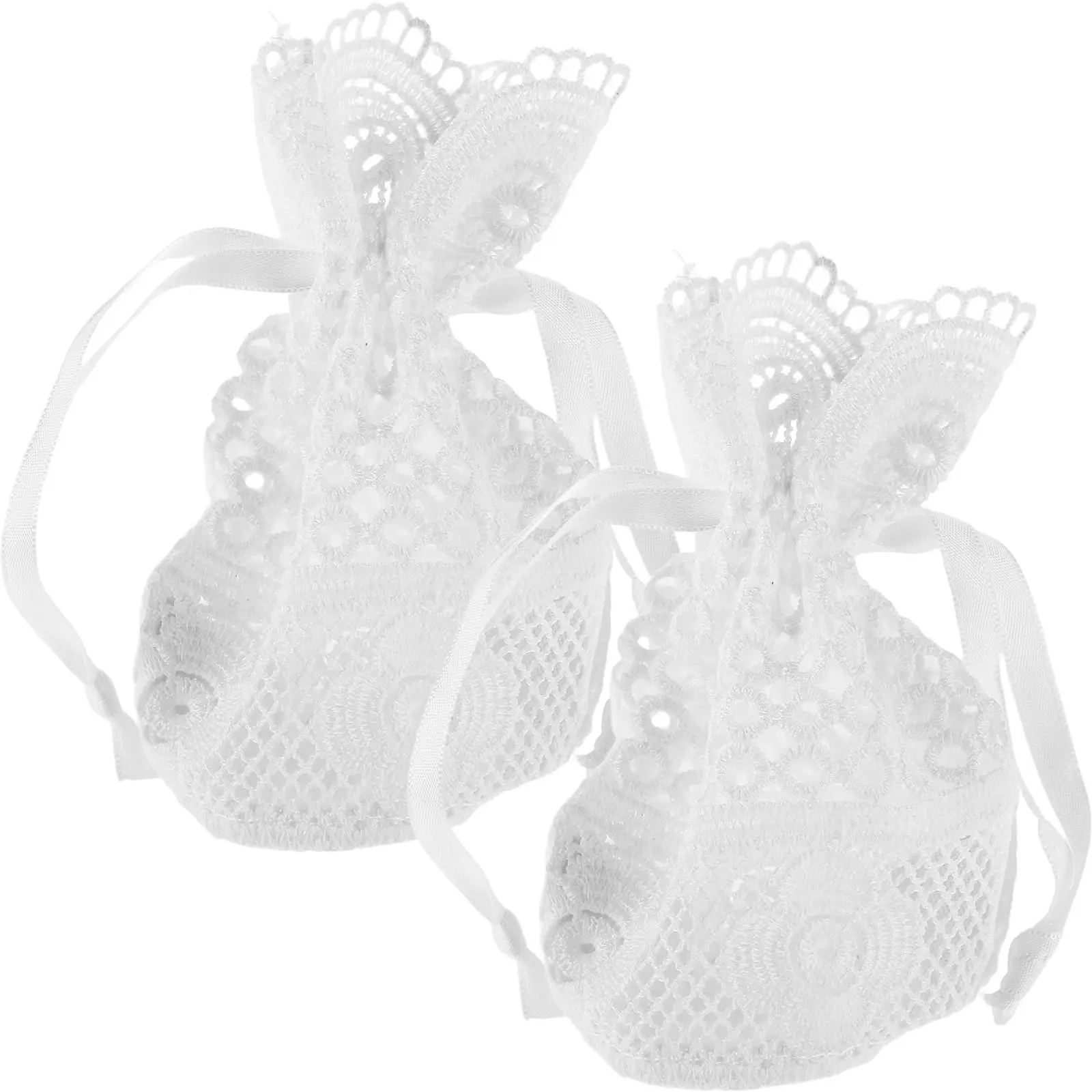 

2Pcs 10x14cm White Lace Jewelry Storage Bags Drawstring Pouches Burlap Milk Silk Candy Sacks Small Treat Bags for Organization