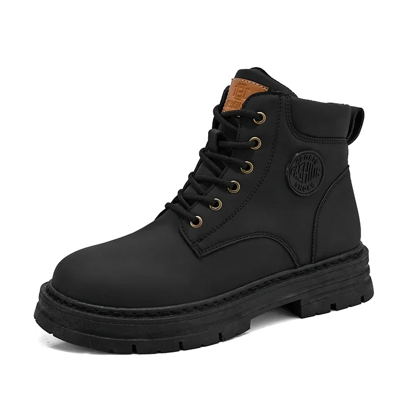 Herren High Top Stiefel Outdoor Arbeitsschuhe Rutschfeste und bequeme gelbe Stiefel Britische Casual Lederschuhe Chaussure Hommes