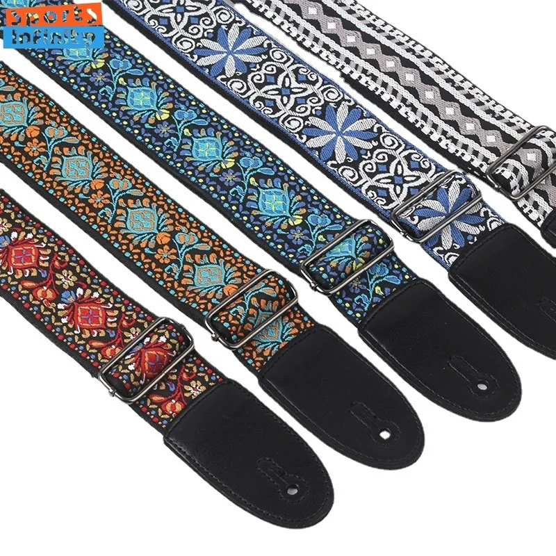 Fashion Printed Acoustic Electric Guitar Strap Widened Wooden Guitar Shoulder Strap Electric Guitar Bass Universal Strap Belt