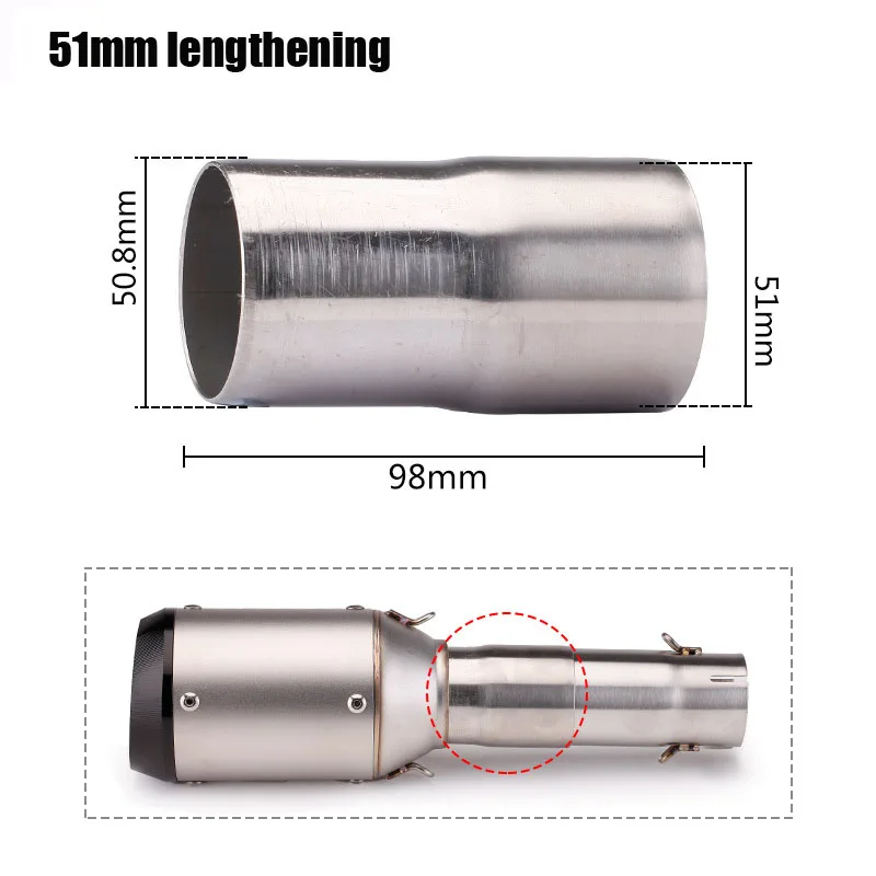 Universal Motorcycle Exhaust Muffler Adapter Escape 51mm to 60mm 60mm to 51mm 51mm lengthening Pipe image 2