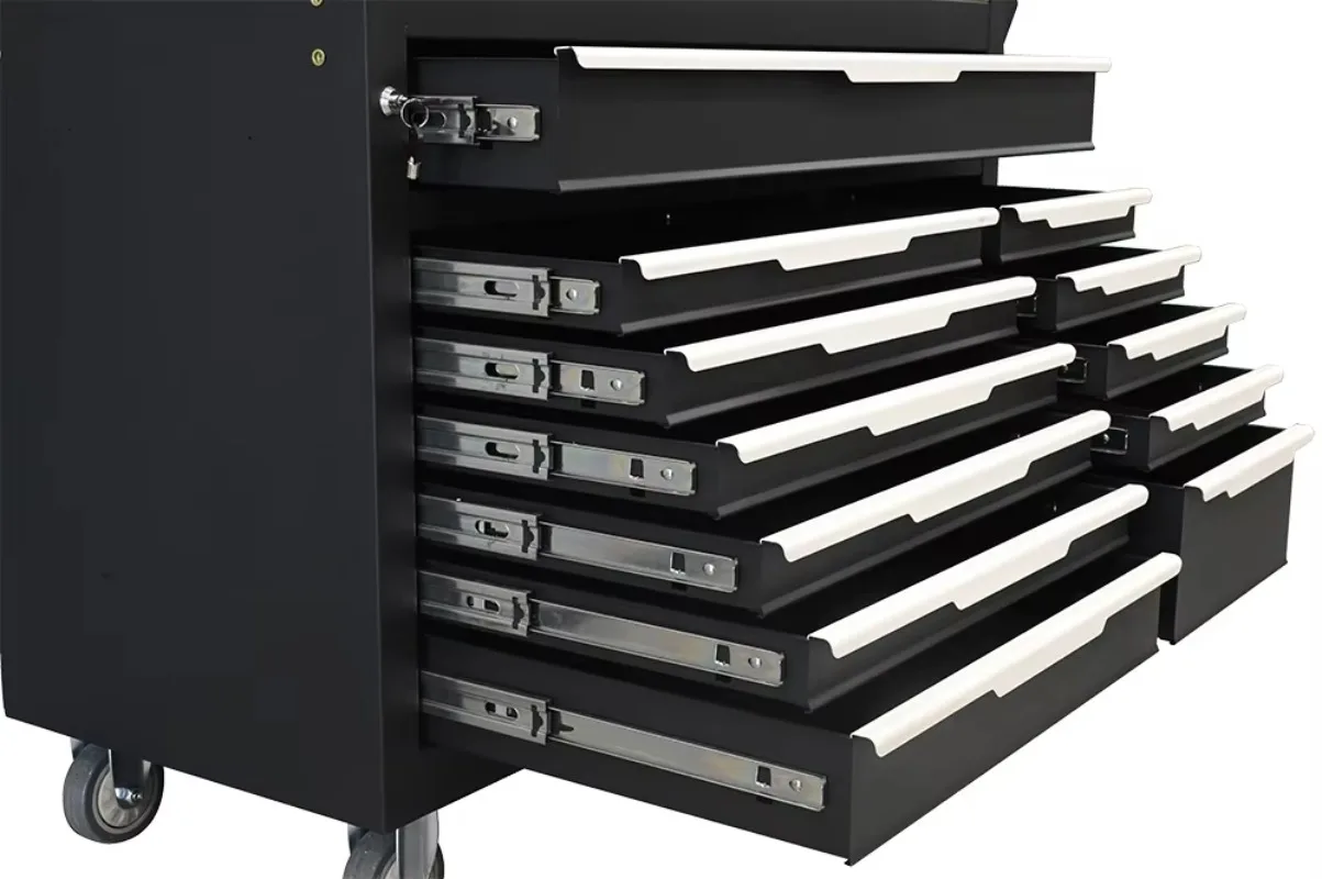 Black and White 12-Drawer Modular Portable Mobile Tool Cabinet with Lockable Drawers