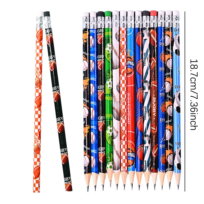 Imagem -06 - Futebol Theme Party Painting Writing hb Pencils For Kids Birthday Favors Presente da Escola Pinata Fillers Boy Gift 12 Pcs