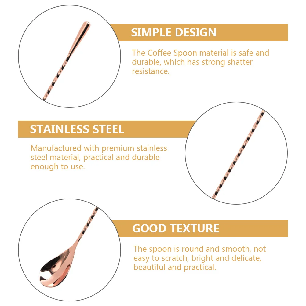 

3pcs Stainless Steel Stirring Spoon Smooth Round Edge For Coffee Tea Dessert Yogurt Ice Cream Cake Honey Serving
