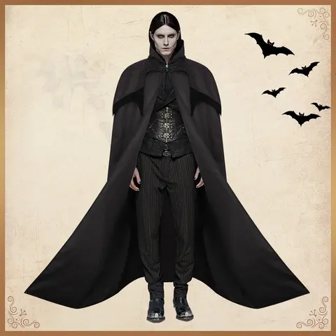 ZOETOPKID Halloween Medieval Role Playing Knight Pirate Costume Gothic Retro Hooded Stand Collar Cloak Vampire Cosplay Costume