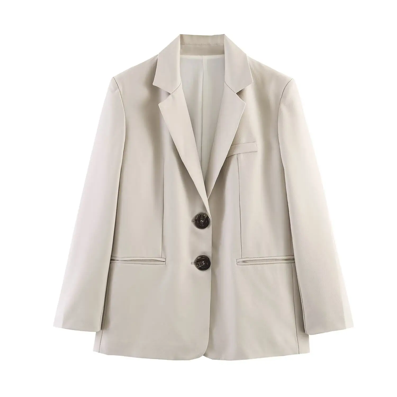 SuperAen European and American-style Padded Shoulder Solid Color Long-sleeved Suits Straight Wide-leg Pants Sets