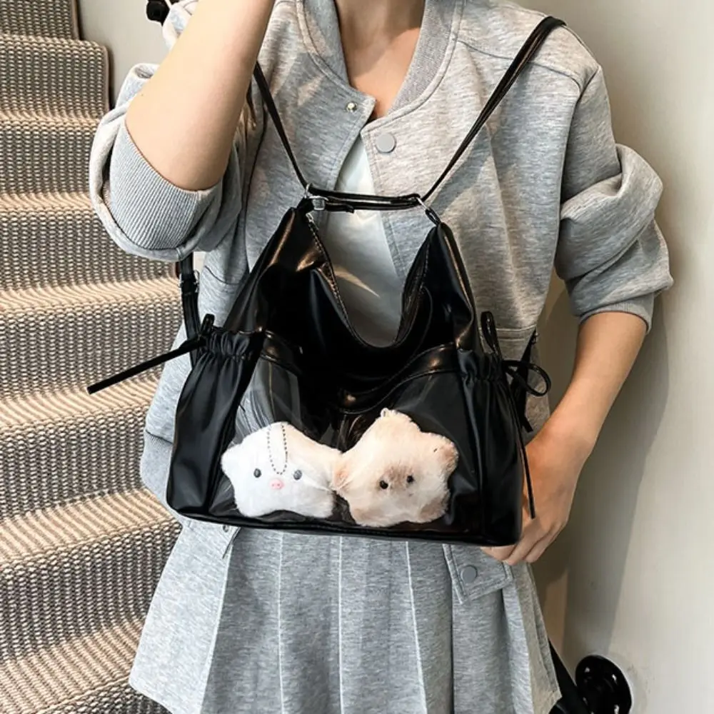 

Сумка на плечо с бантом на молнии, новый дизайн, корейский стиль, большая вместительная женская сумка Ita, водонепроницаемый кожаный рюкзак через плечо, дорожный рюкзак