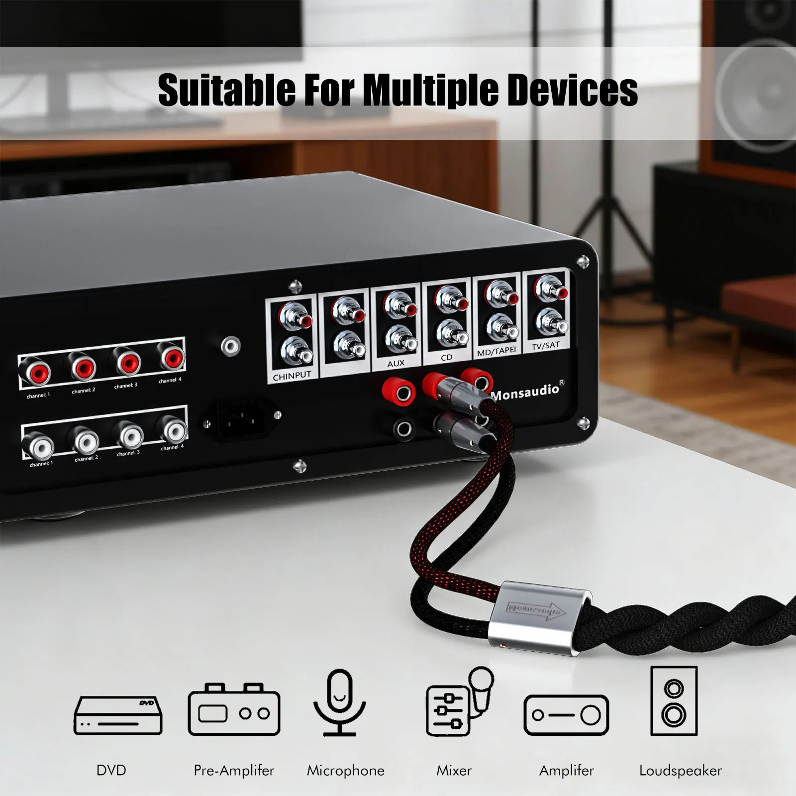 Monosaudio S803S2R OCC Multi-Core Kupfer versilbertes High-Fidelity-Audio-Lautsprecherkabel: Premium-Performance für Sound Enthusia – Detail 4
