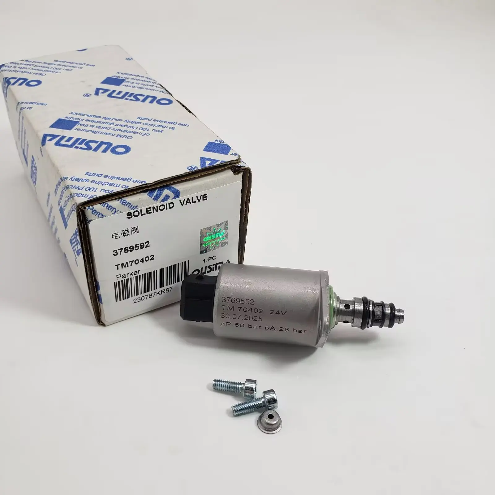 Piezas de Maquinaria de Construcción OUSIMA 3769592 TM70402 Válvula Solenoide para Parker