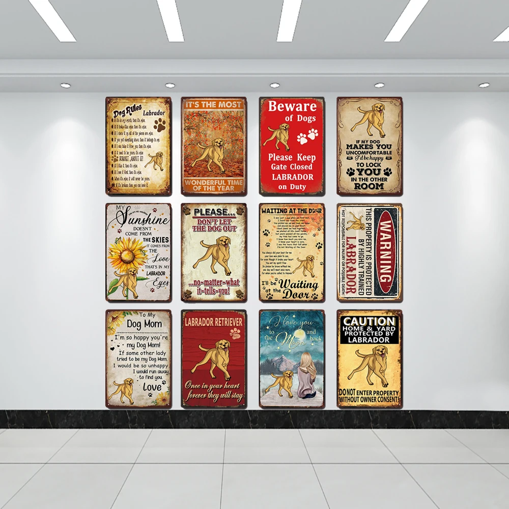 

[ Kelly66 ] Caution Labrador Lives Here Dog Rules Tin Poster Art Metal Sign Home Decor Painting 20*30 CM Size Dy301
