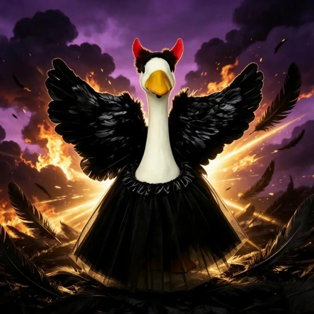 Fabric Goose Costume Angel Goose Outfit Set Feather Wings Skirt Headband Porch Goose Costume for Home Yard Lawn Party Decor