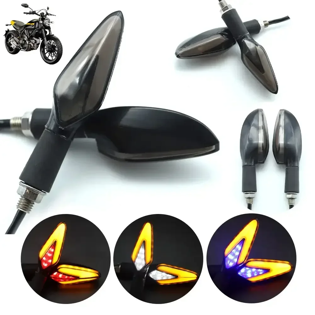 2Pcs Motorbike Dynamic LED Lamp Scooter Accessories Motorcycle Turn Signal Flowing LED Tail Light Universal Braking Running Lamp