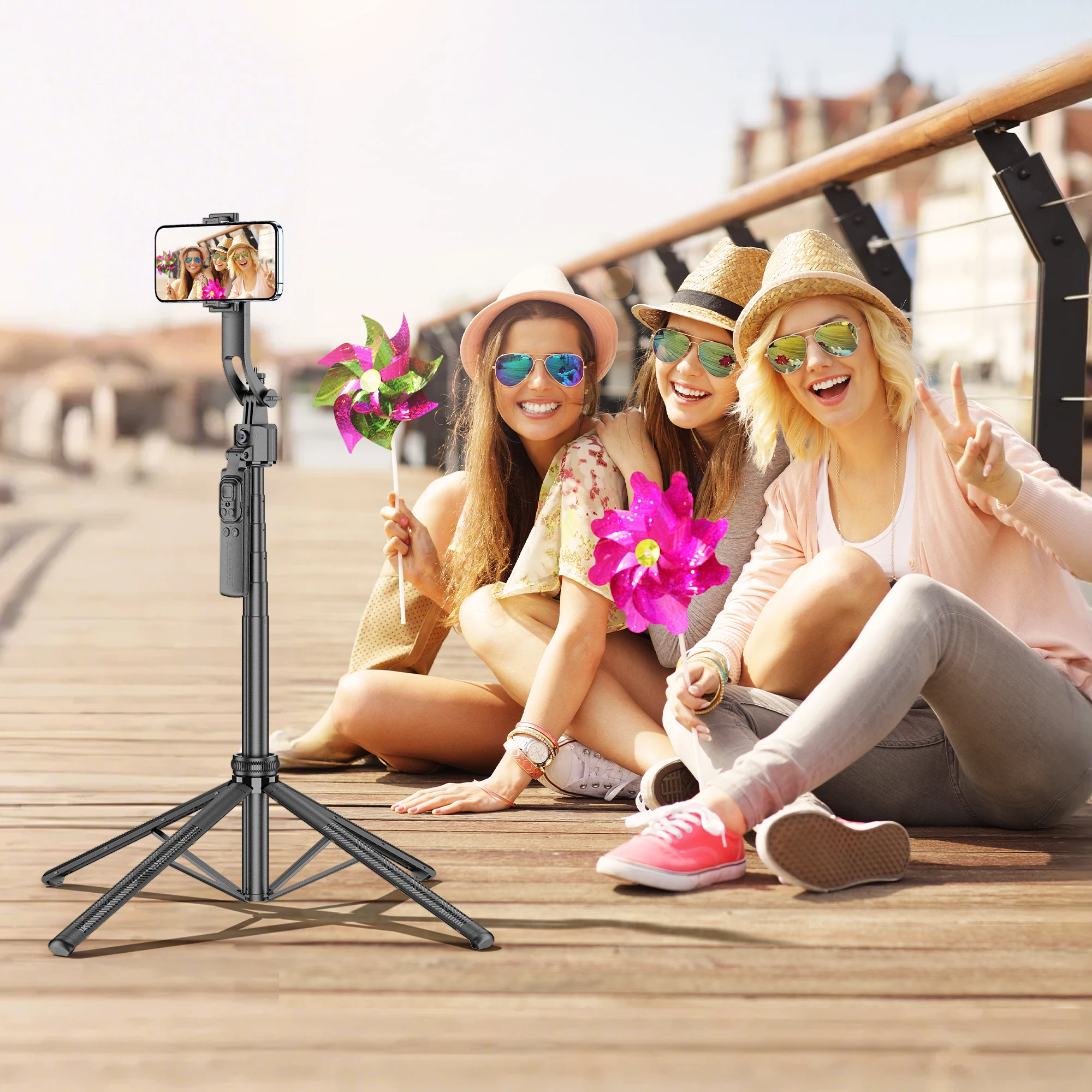 Selfieshow C17 Inteligentne śledzenie twarzy AI Stabilne strzelanie Bluetooth GMiddbal Quadrapod Selfie Stick Stabilizator telefonu komórkowego