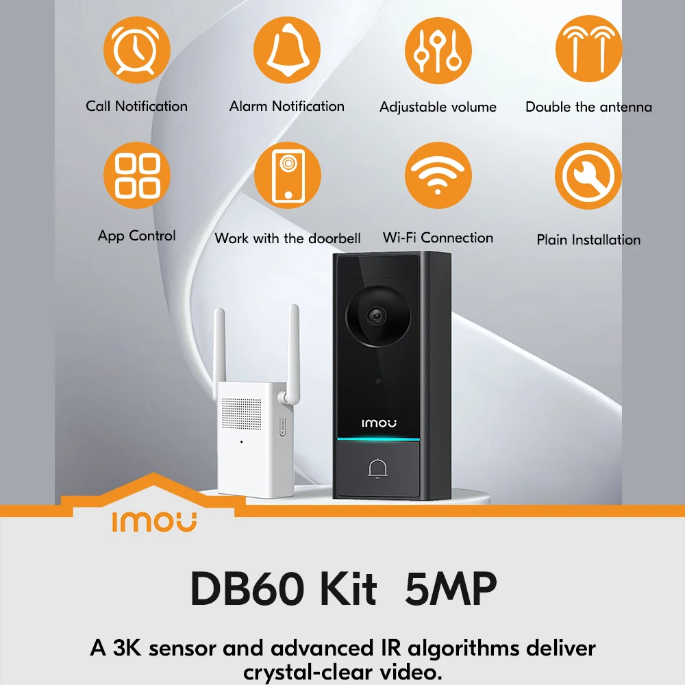 IMOU Exterior Impermeable Inalámbrico Alexa Timbre Batería recargable con timbre para protección de seguridad en el hogar Hogar inteligente Timbre de video inteligente Wifi