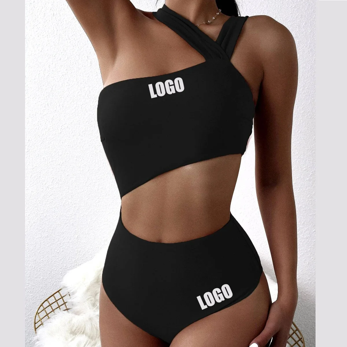 Traje de baño de una pieza con logotipo personalizado para mujer, bikini sexy, traje de baño de una pieza, nueva moda