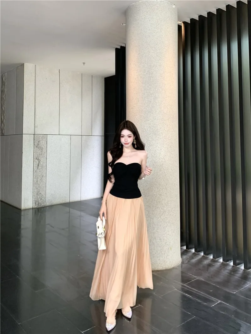 Falda plisada de cintura alta para mujer, estilo coreano, para verano, de la marca Choco Girl Pure Desire Me