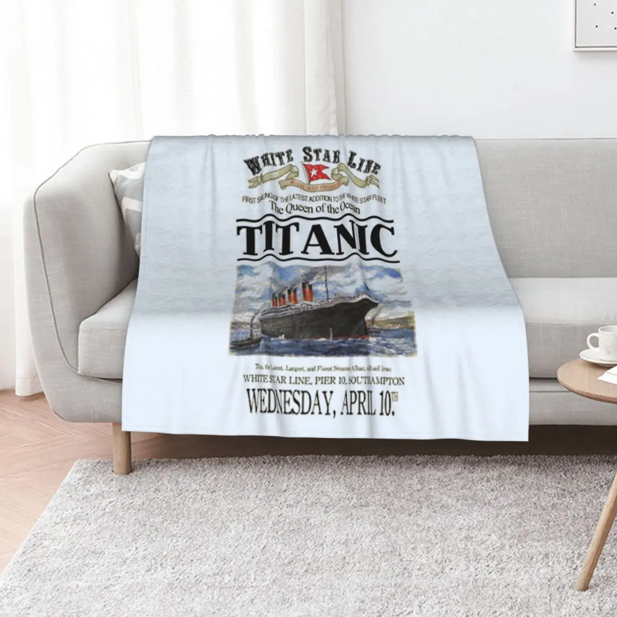 Titanic Sinking Vintage Poster Cruise Ship Atlantic Ocean Voyage Throw Blanket funny gift Thins Shaggy Softest Blankets