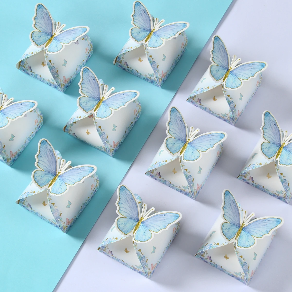 12pcs Blue Butterfly Favor Boxes Girl Baby Shower Butterfly Candy Box Decoration Party Wedding Birthday Small Butterfly Gift Box