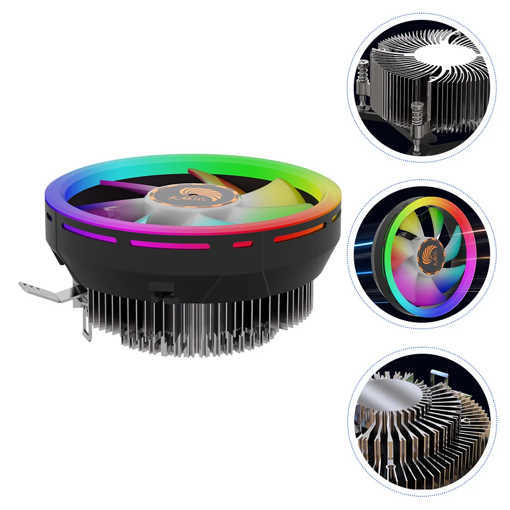

Воздушный охладитель процессора, 12 см, низкопрофильный, 5-цветный светодиодный, бесшумный охлаждающий вентилятор, алюминиевый радиатор, подходит для игровых ПК Lga115x