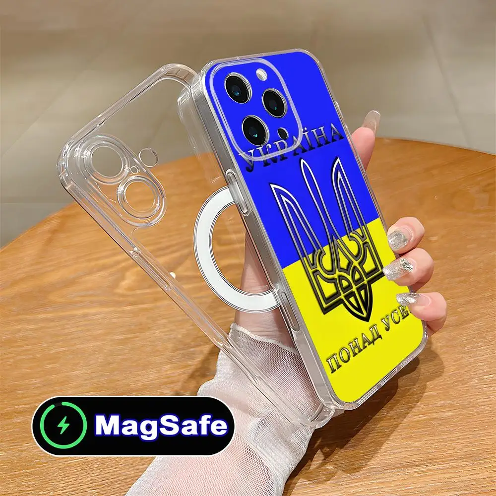 

Ukraine Flag Mobile Cell Phone Case for iPhone 17 16 15 14 13 12 11 Air Pro Max Plus Mini Magsafe Clear Colorful Cover Cover