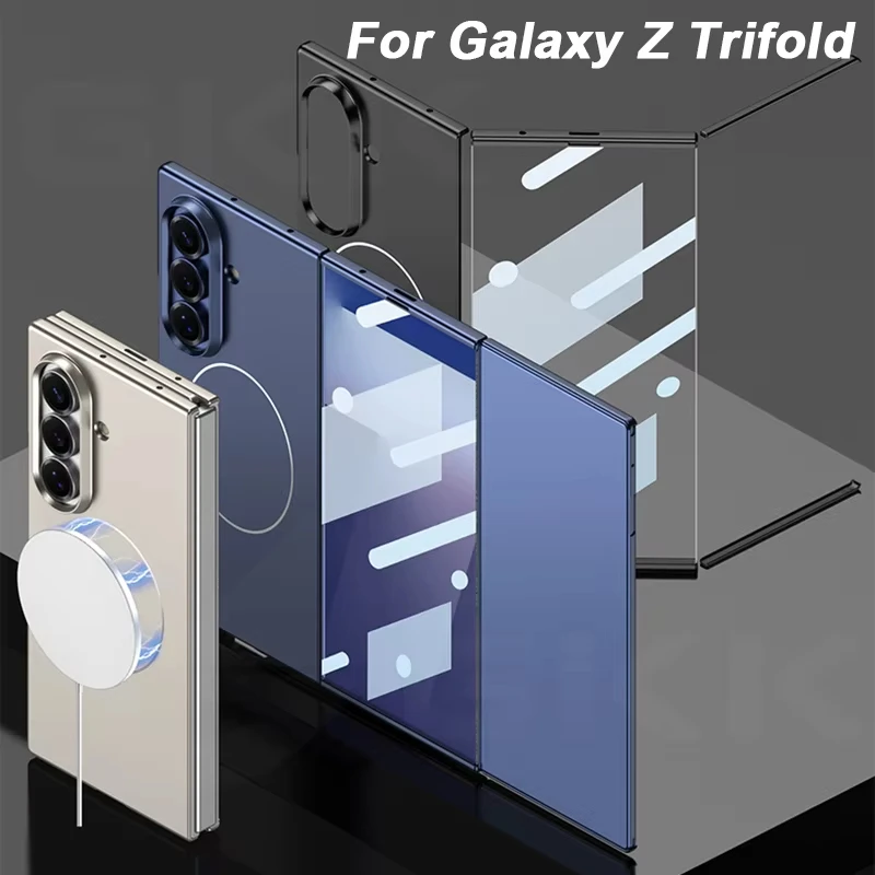 For Magsafe Wireless Charge Case For Samsung Galaxy Z Trifold Outer Screen Glass Matte Plastic Cover For Galaxy Z Trifold Case