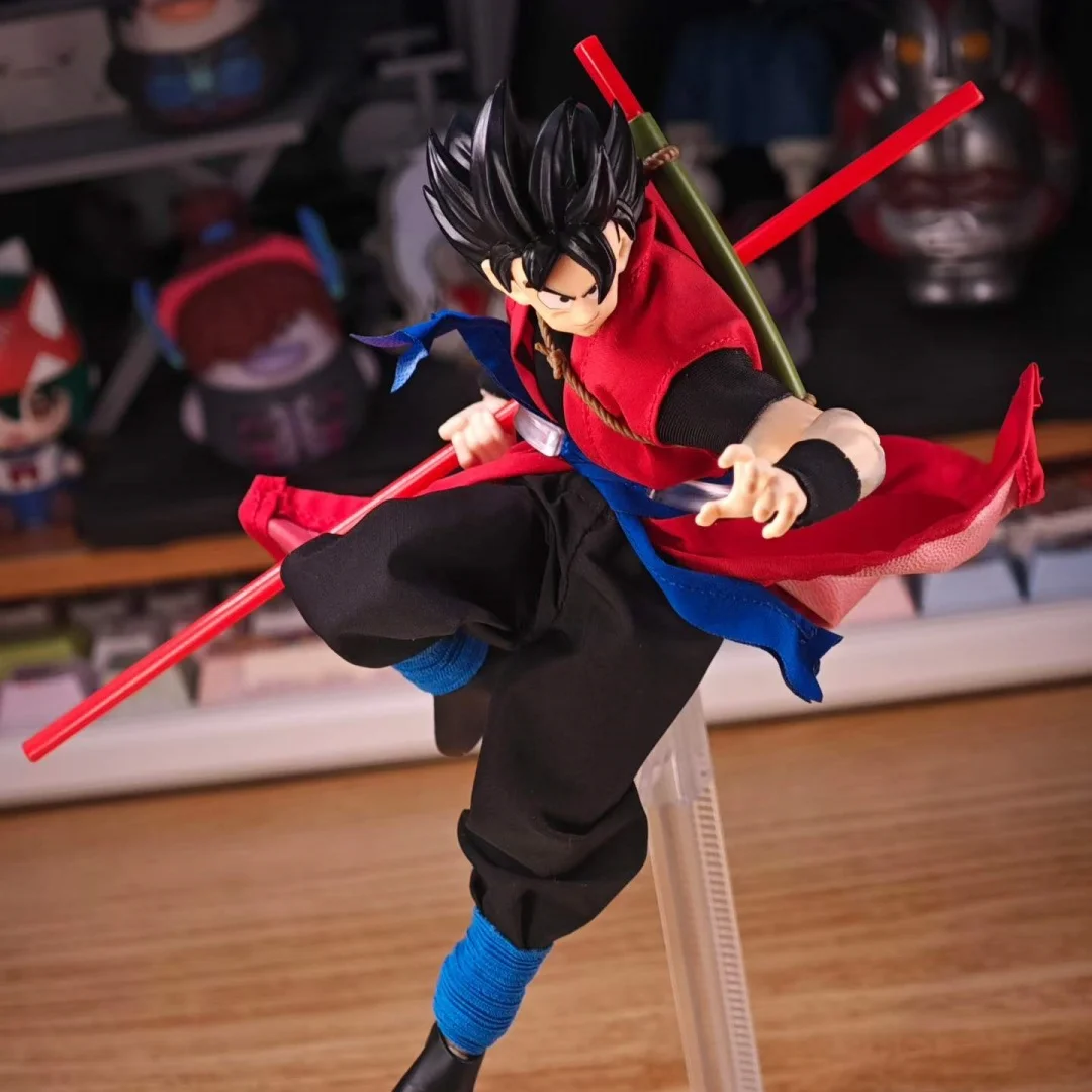 Dragon Ball Anime Handmade clothes Set Son Goku The Time Patrol Goku Clothes Built In Iron Wire Is Suitable for 1/12Toys
