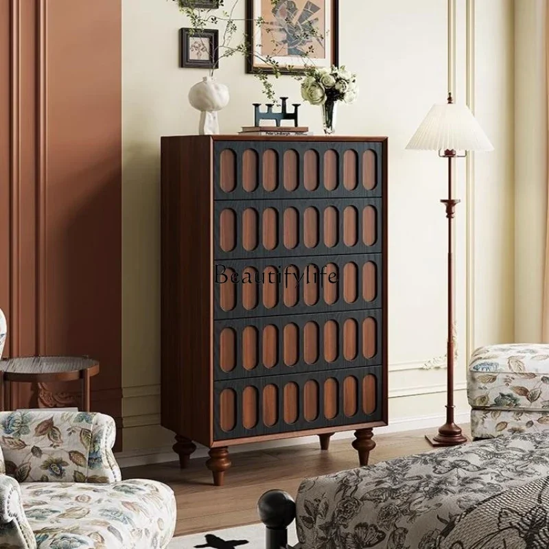 

13Nordic medieval solid wood large capacity drawer storage living room storage cabinet
