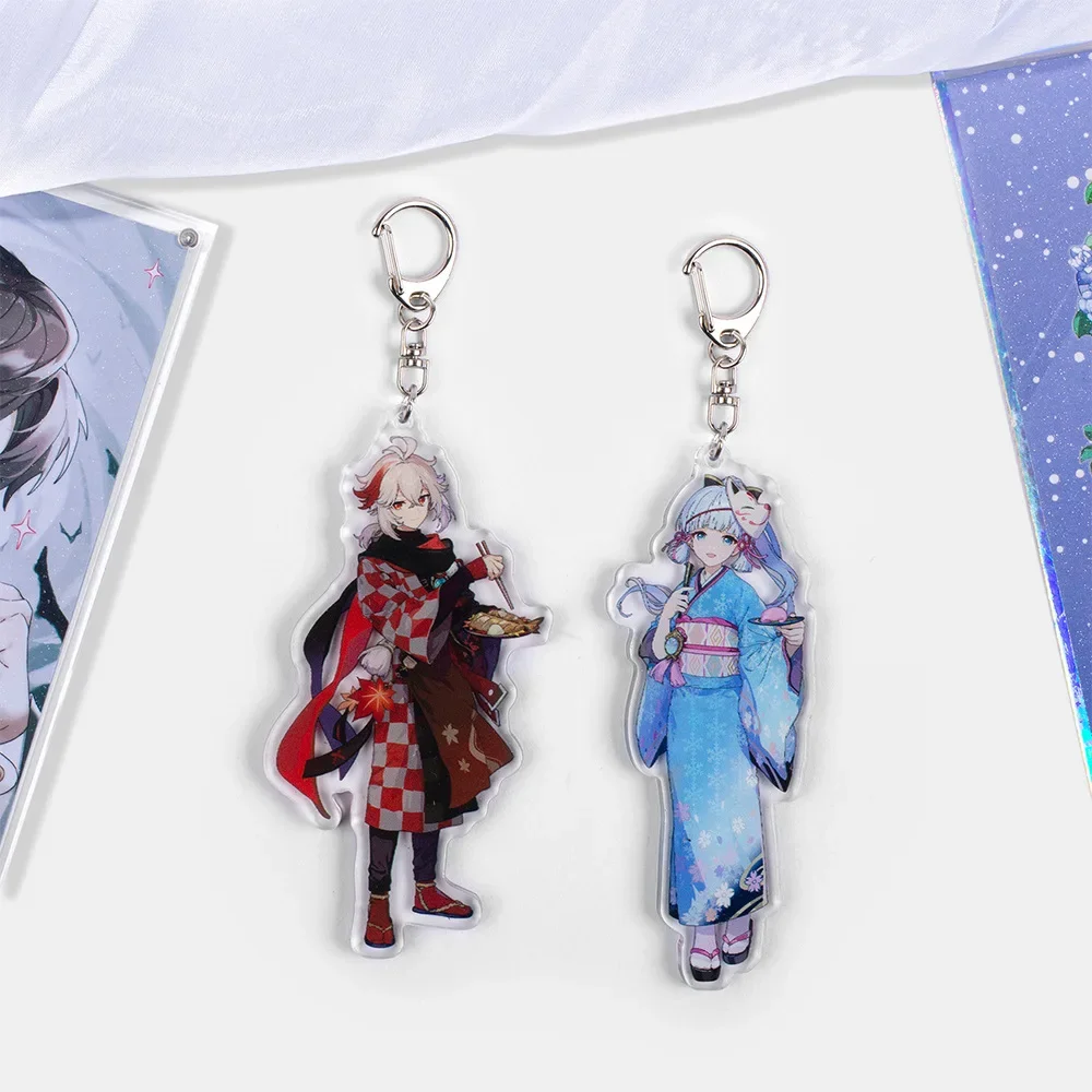 Anime Game Genshin Impact Acrylic Keychain Kamisato Ayaka Kaedehara Kazuha Key Chain for Backpack Clothes Gift