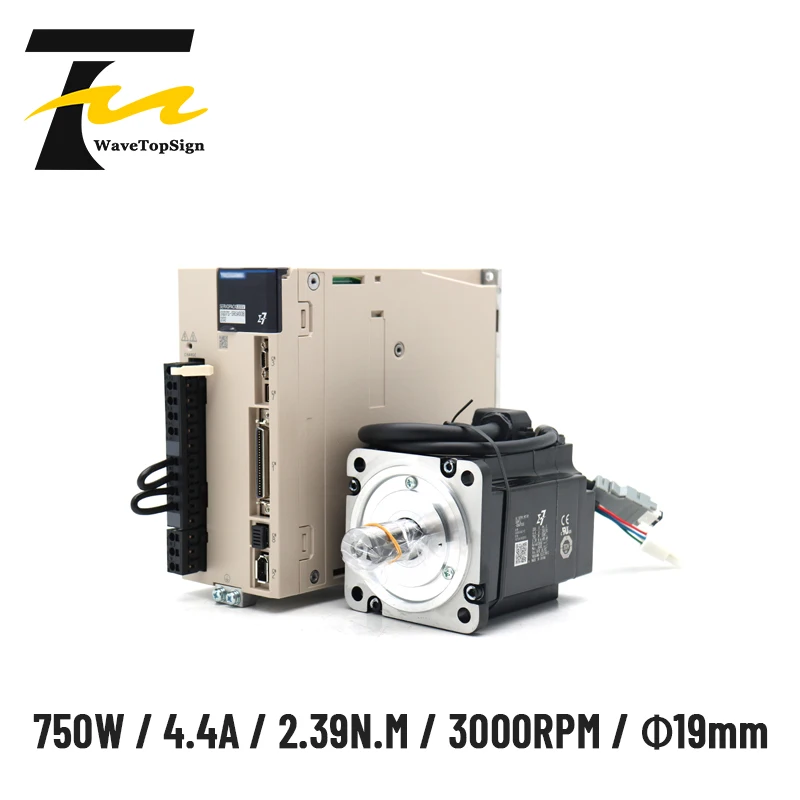 wavetopsign Servo Motor Kits 750W SGM7J-08AFC6S SGD7S-5R5A00B202 2.39nm 4.4A with 3M Cable