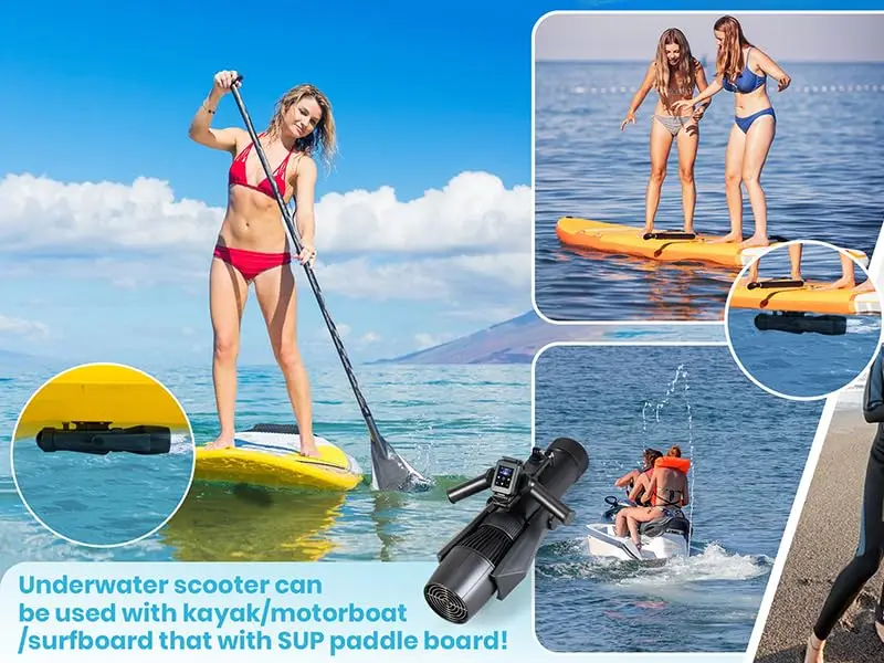 카몰렉 700W 수중 스쿠터 더블 핀 패들 보드 추진기 (2시간 서핑 및 다이빙용)