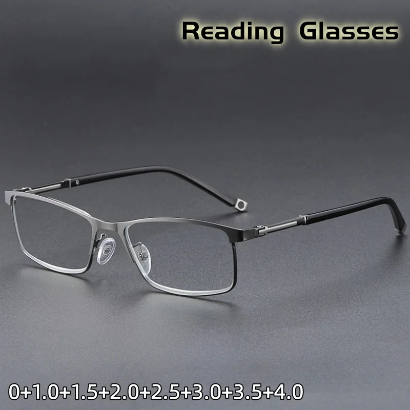

2026 Business Metal Reading Glasses Unisex Luxury Advanced Exquisite Rectangular Anti-blue Light Eyesglasses 0 To +4.0