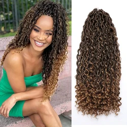 Extensiones de pelo sintético estilo bohemio para mujer, trenzas de pelo sintético estilo Hippie, rizadas de imitación, de ganchillo, color negro