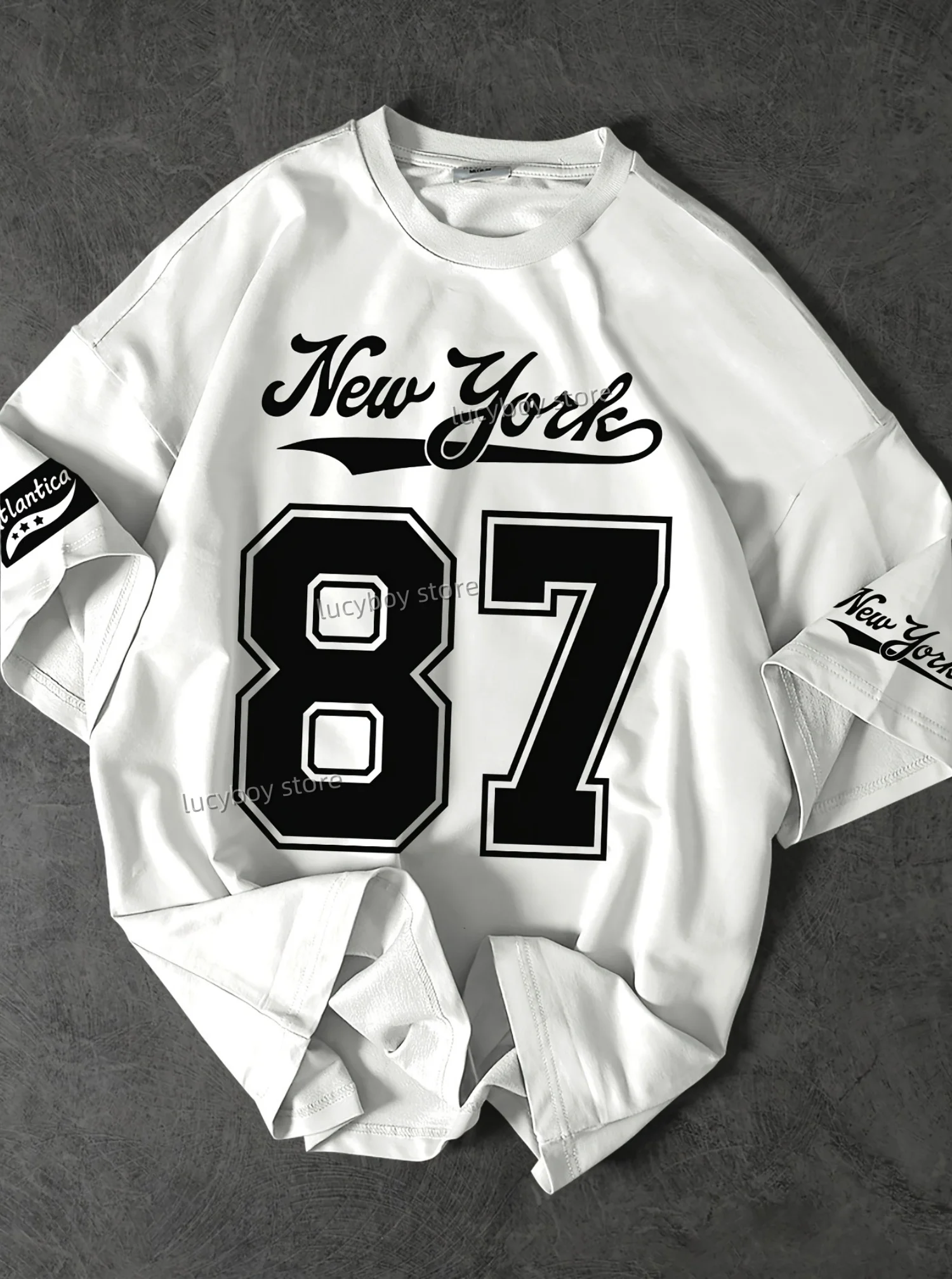 Nr.87 NEW YORK Print Jersey T-shirt Frauen Kurzarm Sport Fußball T-Shirt Vintage Oversize Gestreiften T-shirts Frauen Casual Kleidung