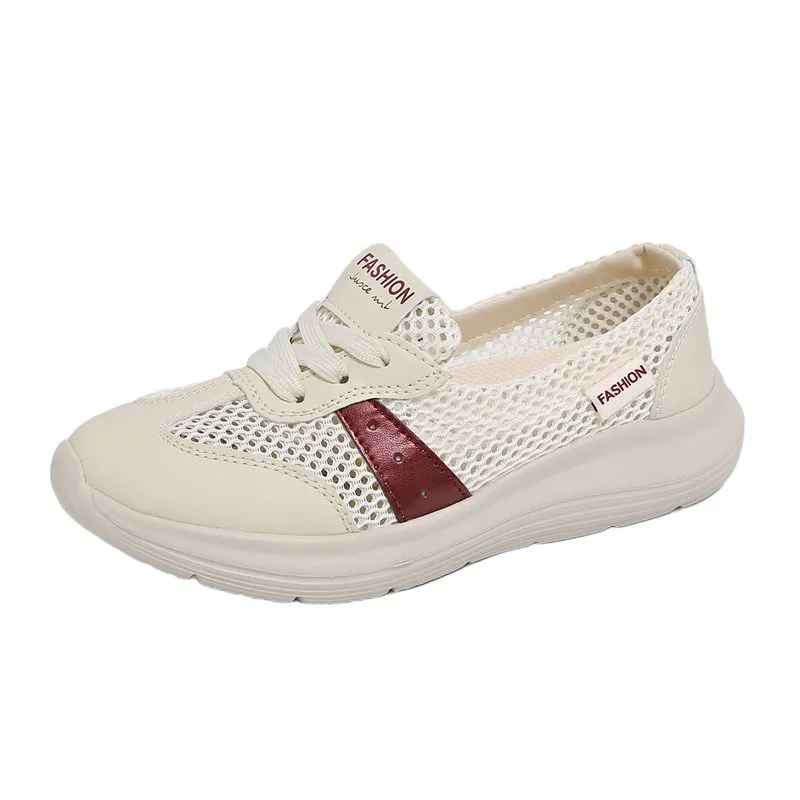 

Fashion Women's Shoes Comfortable Lightweight Hollow Breathable Soft Non-slip Flat Mesh Shoes Outdoor Casual Shoes