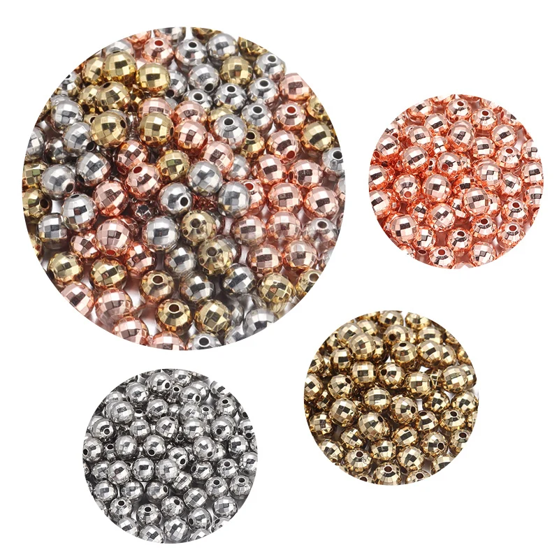 20-200 stücke 4/6/8/10/12/14mm CCB Facettierte Perlen Runde Lose Spacer ball Perlen Für DIY Schmuck Machen Armbänder Halskette Zubehör