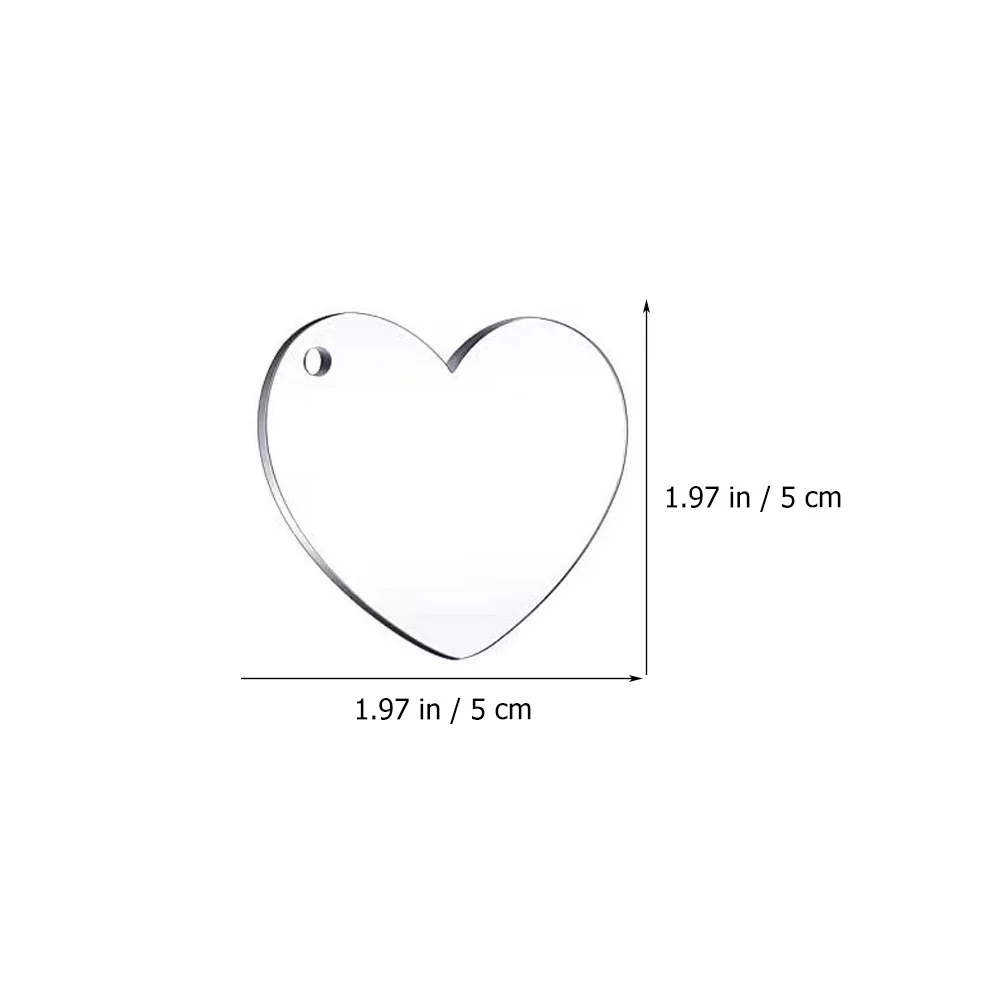

50pcs Diy Blank Keychain Sublimation Blanks Acrylic Heart-Shaped Discs Craft Projects Portable Key Ring Decor Jewelry Making