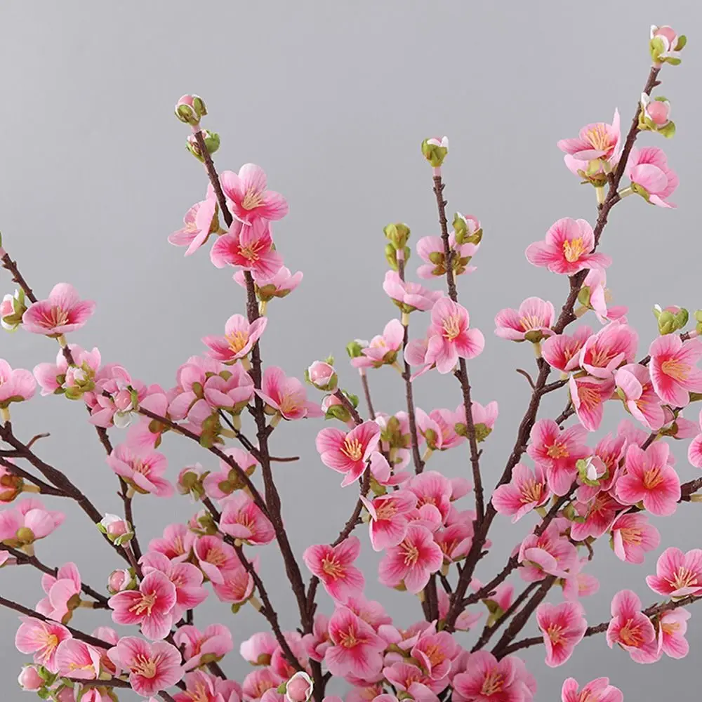 Rami di fiori di pesco artificiali da 78 cm Real Touch Elegante fiore di ciliegio di seta Fatto a mano in plastica Fiore finto Soggiorno Desktop