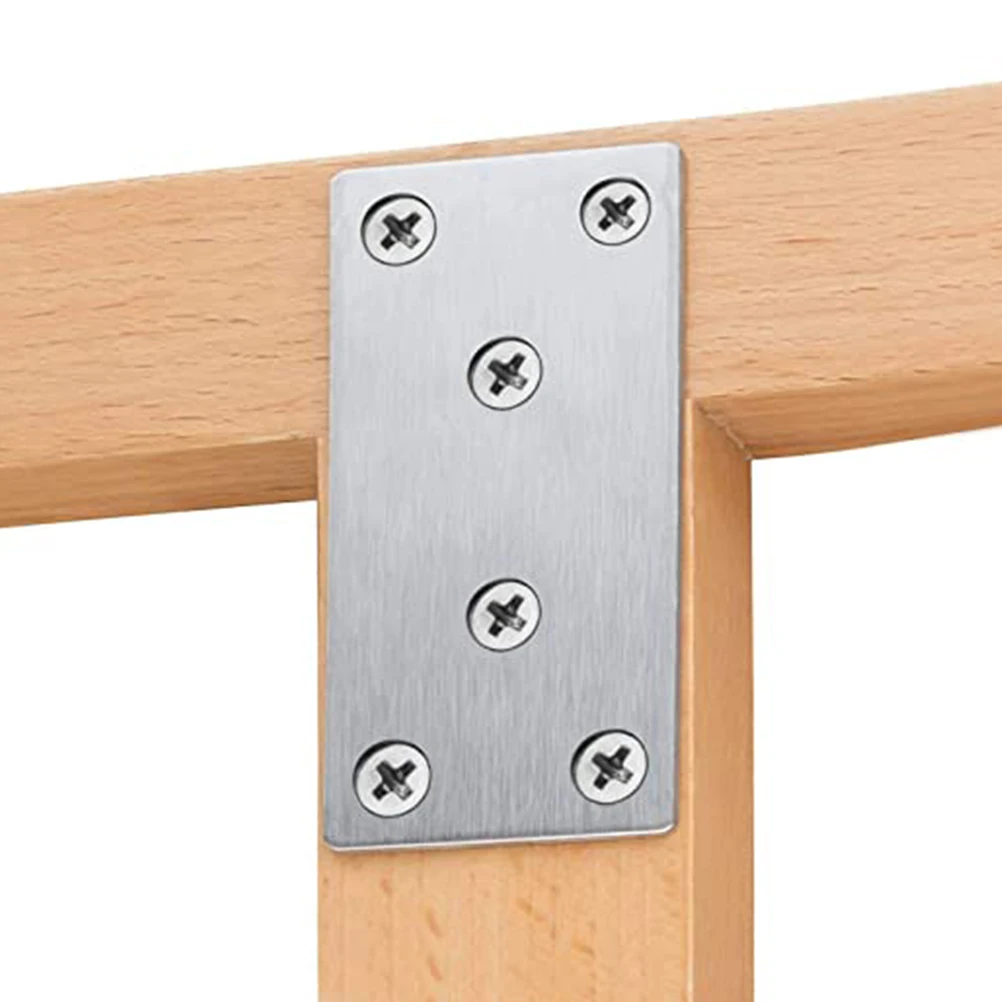 

10pcs Flat Corner Brace Stainless Steel Furniture Brackets Repair Plates For Chairs Tables Shelves Hardware Screws
