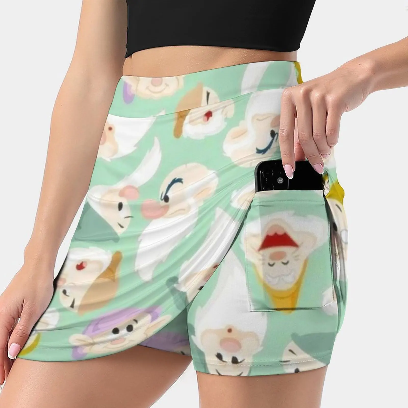 

Cute Seven Dwarfs Pattern! Women's skirt With Hide Pocket Tennis Skirt Golf Skirts Badminton Skirts Running skirts Seven Dwarfs