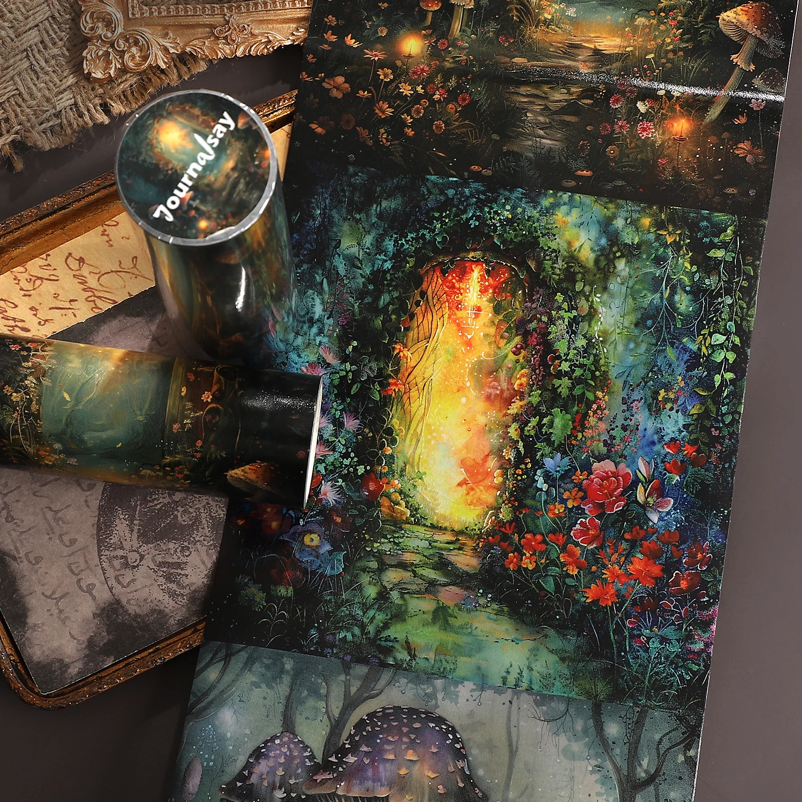 15cm*199cm Vintage Forest Fairy Portal Landscape Washi Tape Creative DIY Journal Material Collage Scrapbooking Stationery
