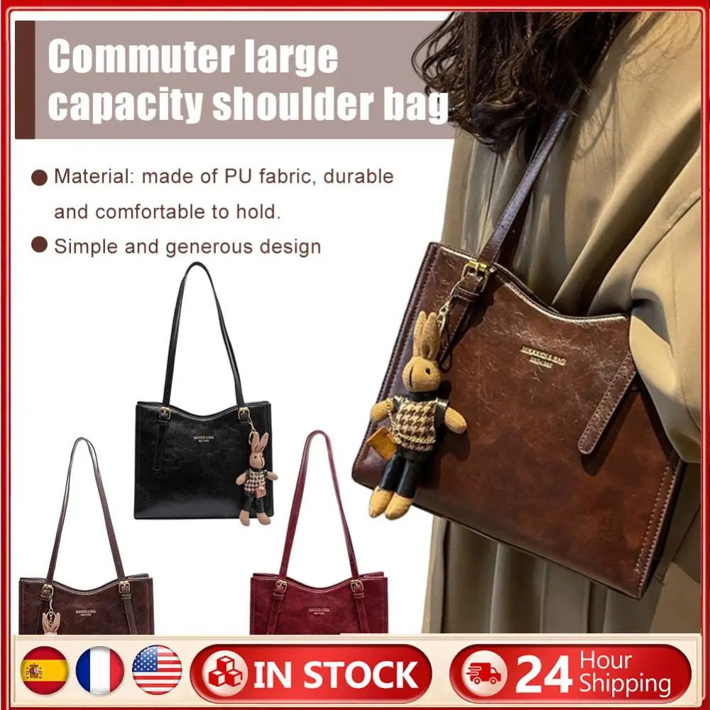 

Женская винтажная сумка на плечо из искусственной кожи в стиле ретро, большая вместительная модная сумка на плечо, женская дорожная сумка