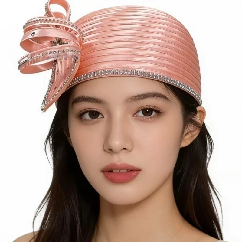 Woman High End Rhinestone Horse Racing Club Tea Party Fascinator Hats Formal Church Wear Photo Shoot Hat Headwear Accessories