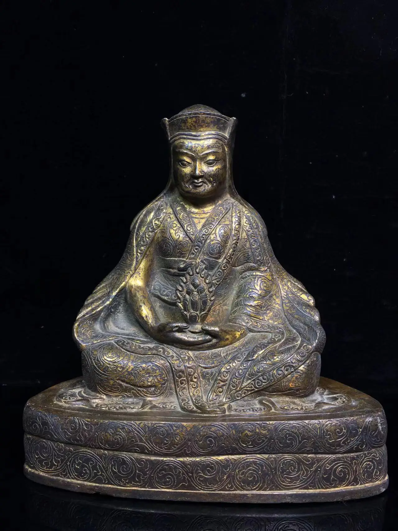 Old Qing Dyansty copper Shang shi fo  Buddha statue,#05,Handmade